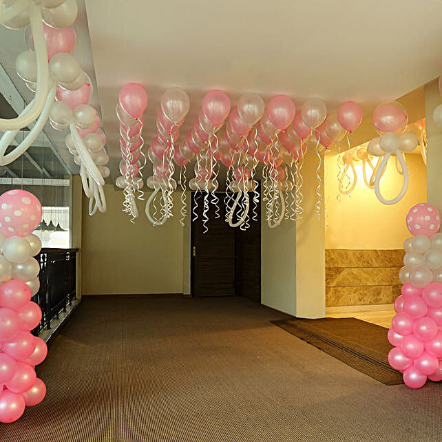 Baby Shower Decoration with Pink N White And Blue Balloons