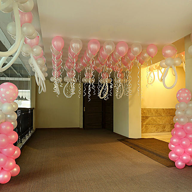 Baby Shower Decoration With Pink N White Balloons Gift Ballon